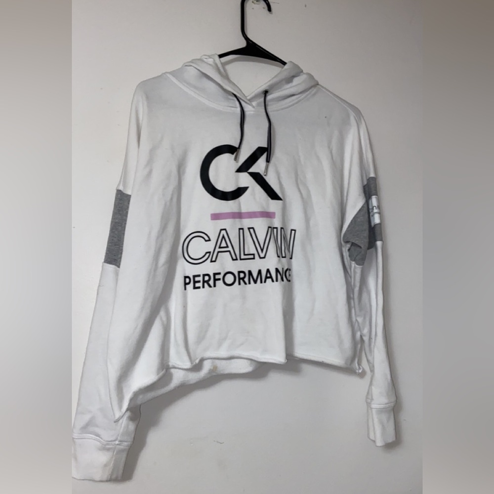Calvin Klein cropped white hoodie!